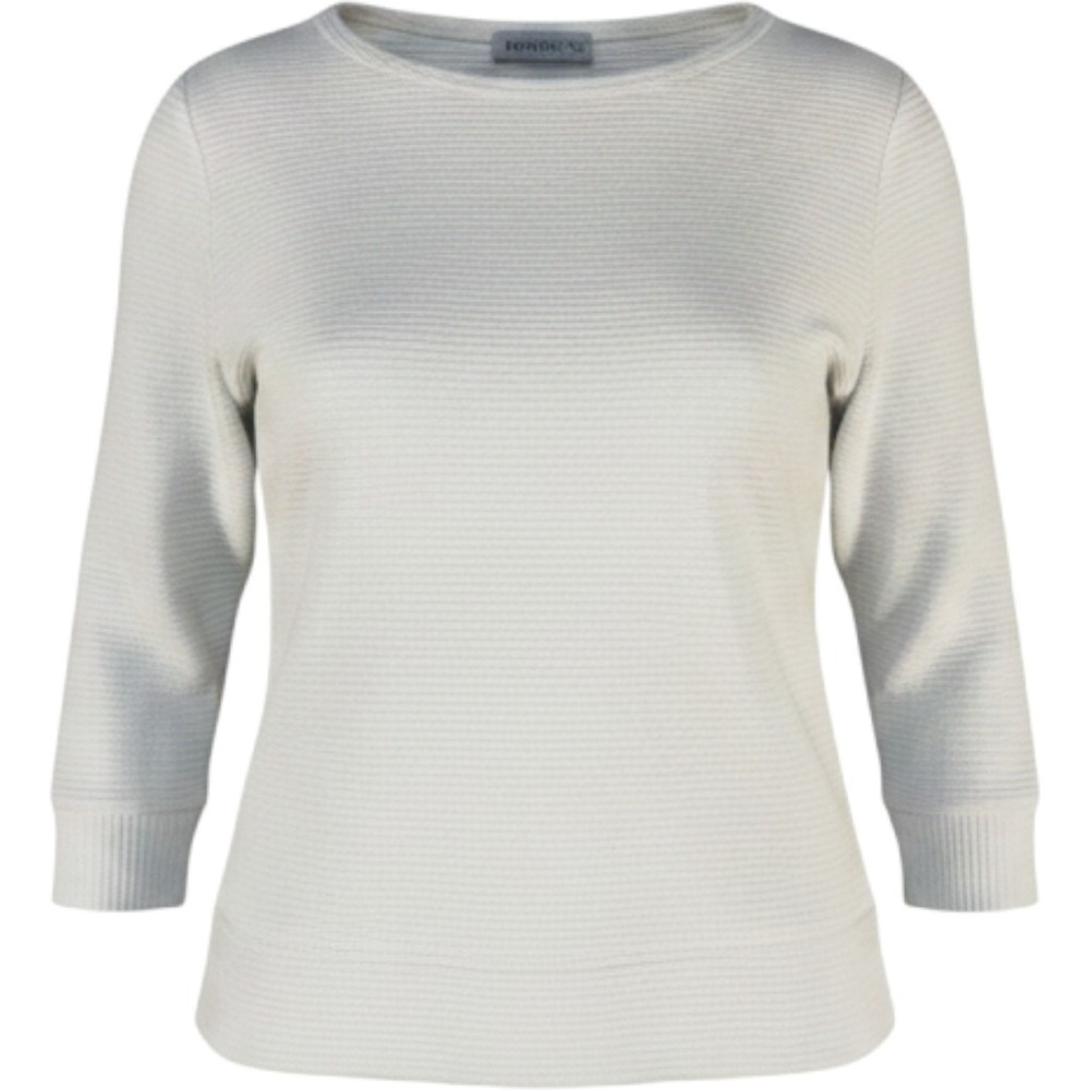 Kokoon Womens White Ribbed Knit Top Boat Neck 3/4 Sleeve Pullover Shirt Small